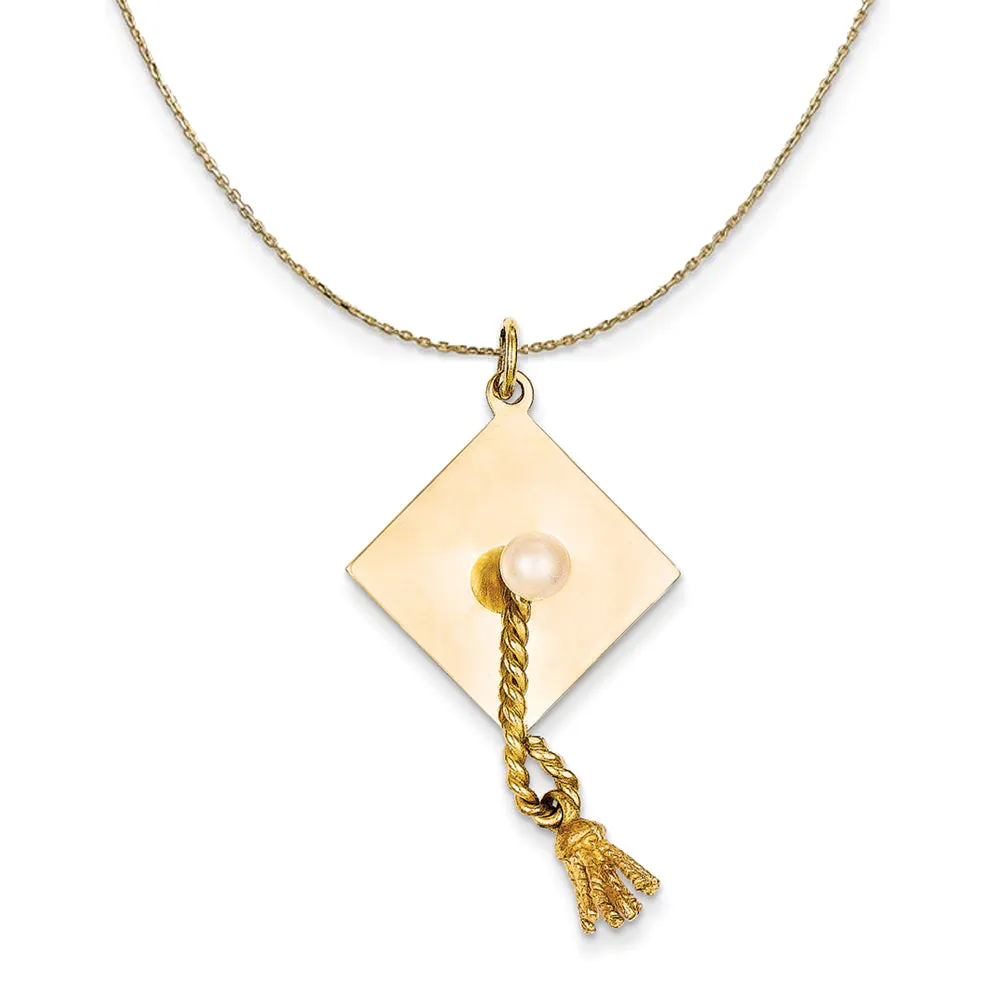 14k Yellow Gold & FW Cultured Pearl Graduation Cap Necklace