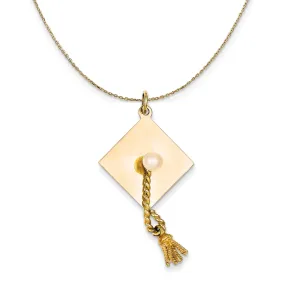 14k Yellow Gold & FW Cultured Pearl Graduation Cap Necklace