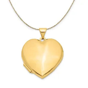 14k Yellow Gold 21mm Polished Domed Heart Locket Necklace