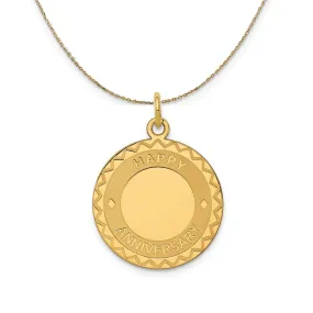 14k Yellow Gold Happy Anniversary Disc Necklace