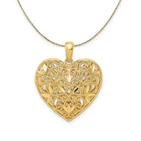 14k Yellow Gold Ornamental Heart Necklace