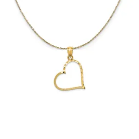 14k Yellow Gold Satin Finished Reversible Heart Necklace