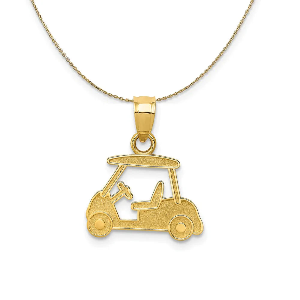 14k Yellow Gold Satin Golf Cart Necklace