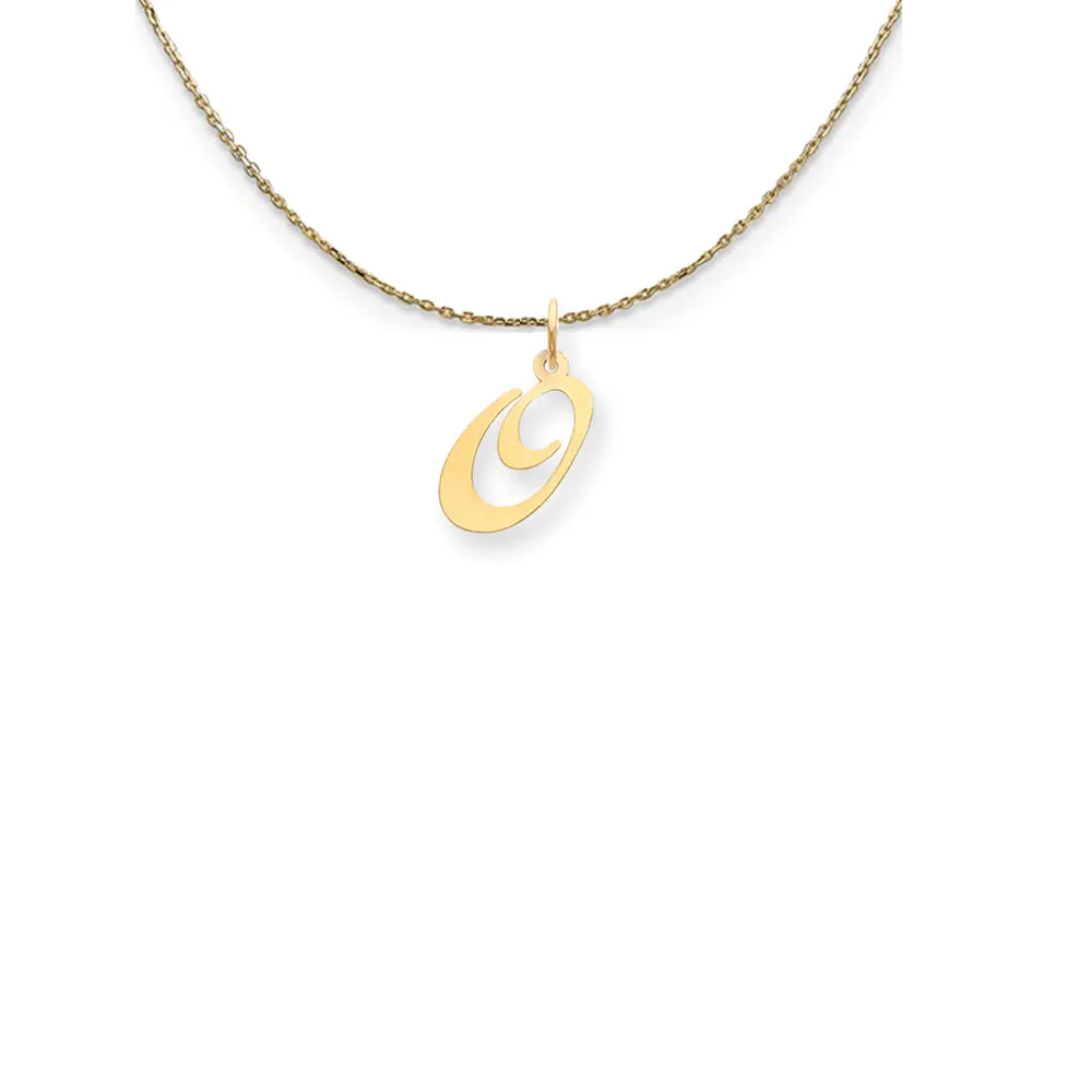 14k Yellow Gold Small Fancy Script Initial O Necklace