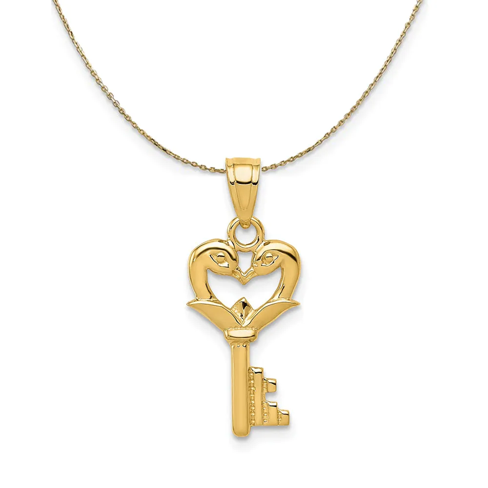 14K YELLOW GOLD SWANS KEY (9M NECKLACE