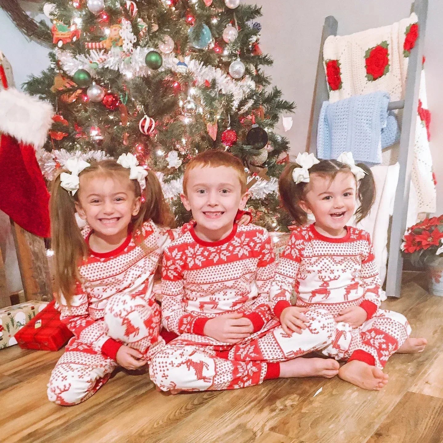 2023 New Winter Christmas Family Pajamas Set Mom Dad Kids Baby Matching Outfits Elk Print Casual Soft Sleepwear Xmas Look Pyjama