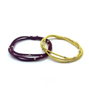 3mm Gold Water Pony Waterproof Bracelet Hair Bands in Dark Crimson Red and Gold (#14)