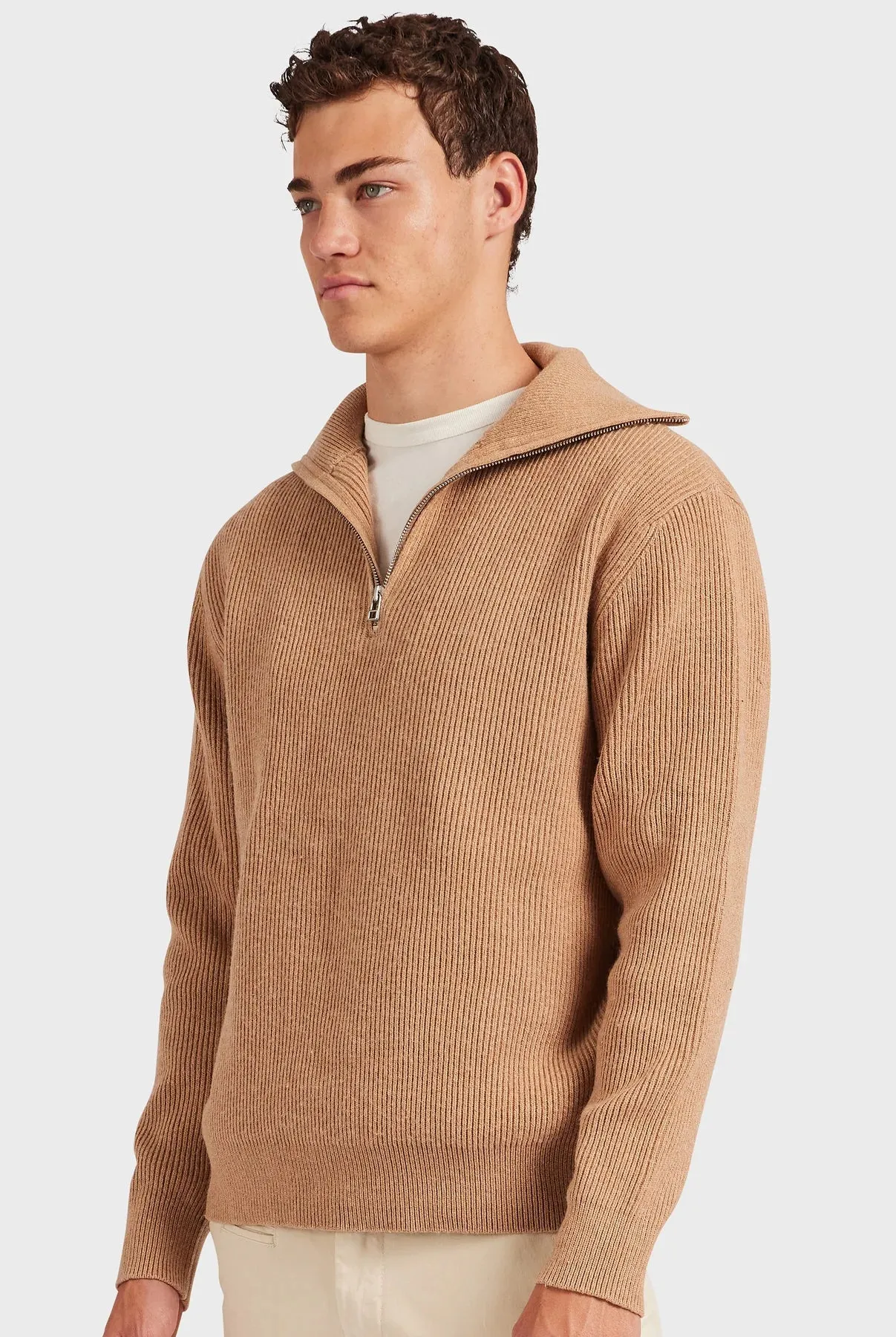 Academy Brand - Le Mans 1/2 Zip Knit Camel