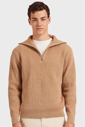 Academy Brand - Le Mans 1/2 Zip Knit Camel