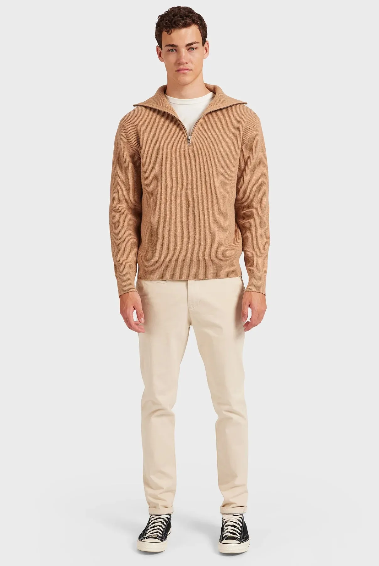 Academy Brand - Le Mans 1/2 Zip Knit Camel