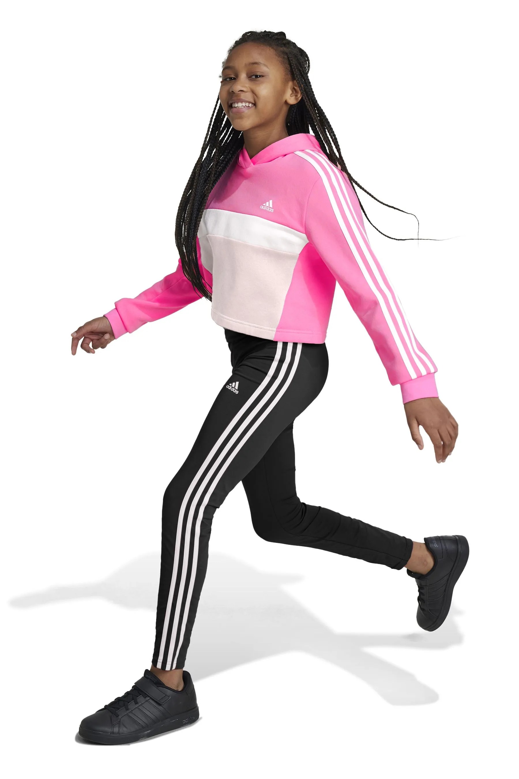 adidas Pink Kids Sportswear Tiberio 3-Stripes Colorblock Fleece Leggings Set