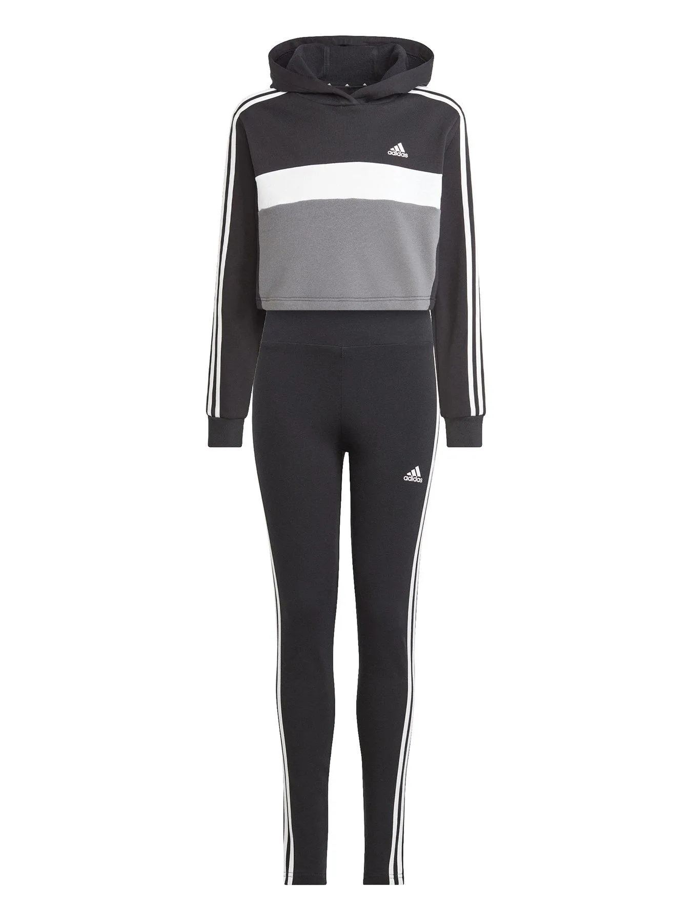 adidas Sportswear Junior Girls Sportswear Tiberio 3-stripes Colorblock Fleece Leggings Set Kids - Black/White