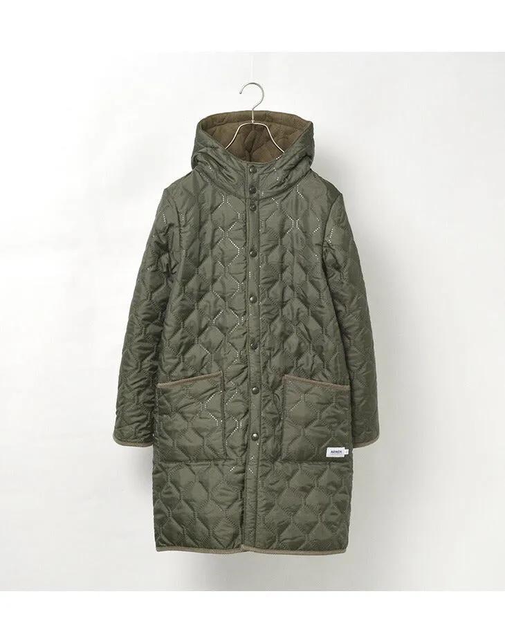 ARMEN（アーメン） リバーシブル フーデッド キルティングコート / レディース / アウター / ロング / REVERSIBLE HOODED COAT