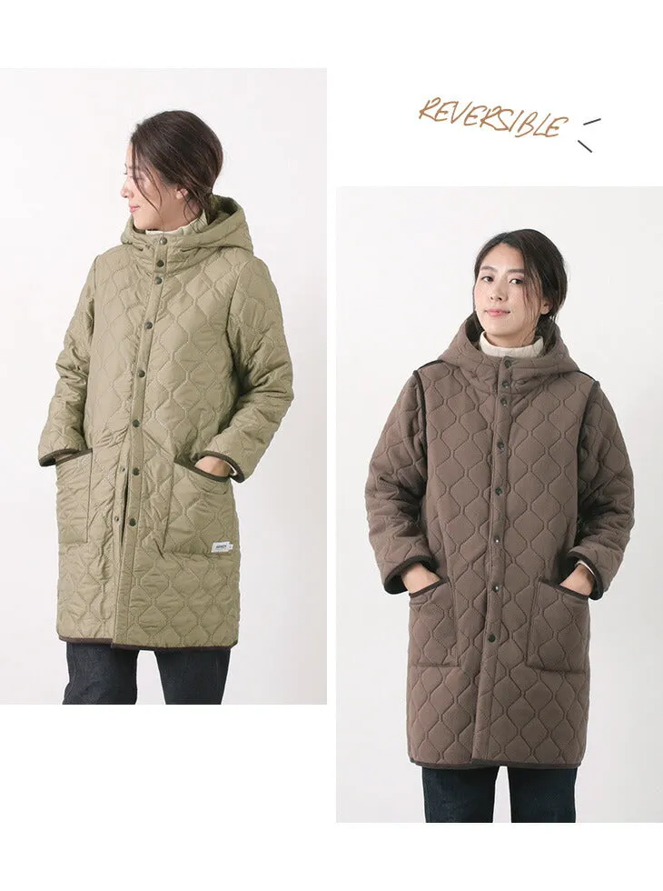 ARMEN（アーメン） リバーシブル フーデッド キルティングコート / レディース / アウター / ロング / REVERSIBLE HOODED COAT