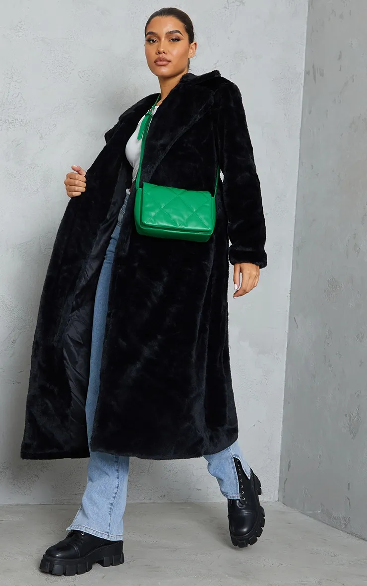 Black Belted Faux Fur Coat | Coats & Jackets