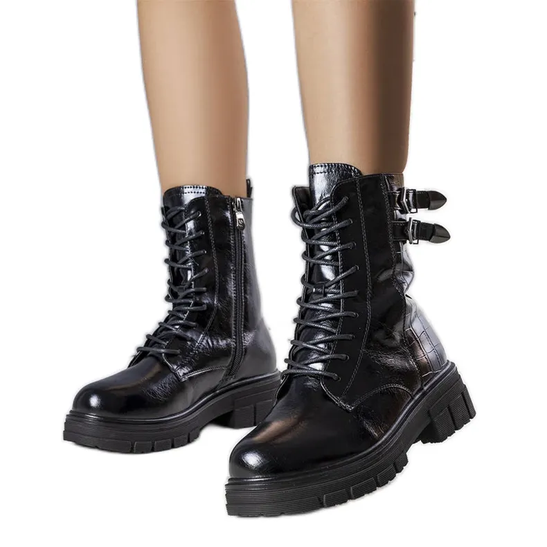 Black lacquered insulated boots from Dielle