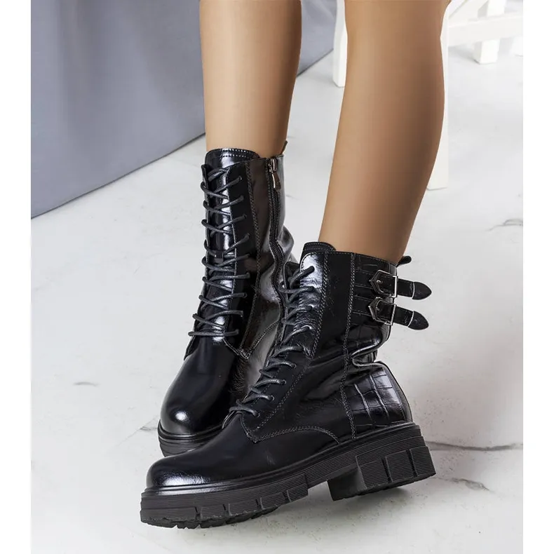 Black lacquered insulated boots from Dielle