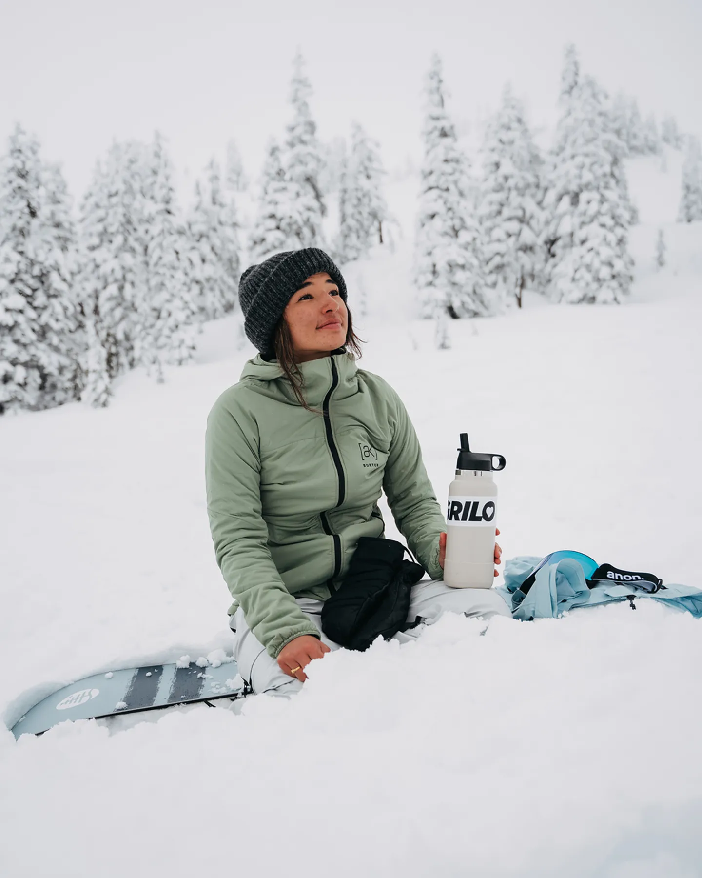 Burton Women's [ak] Helium Hooded Stretch Insulated Jacket - Hedge Green | Shop Coats & Jackets at Trojan Wake Ski Snow 