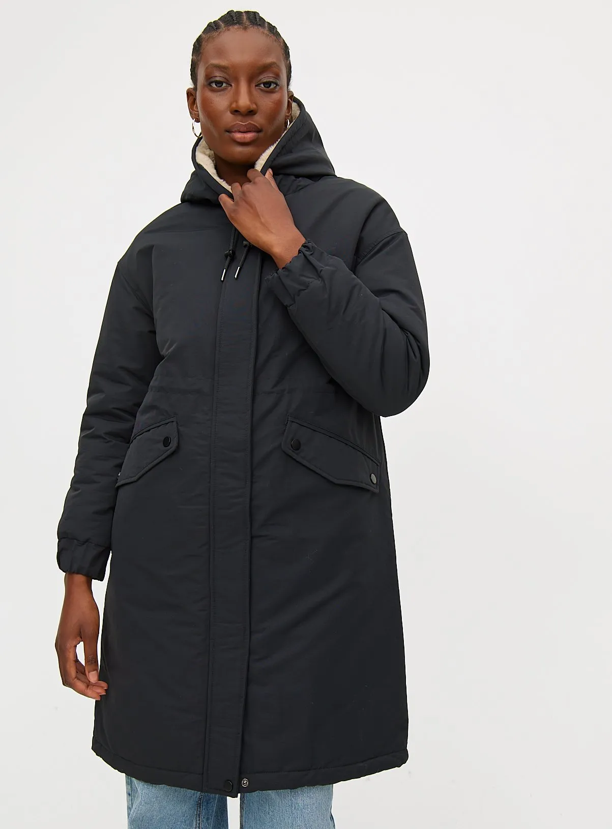 Buy Black Longline Hooded Parka Coat XL | Coats | Tu