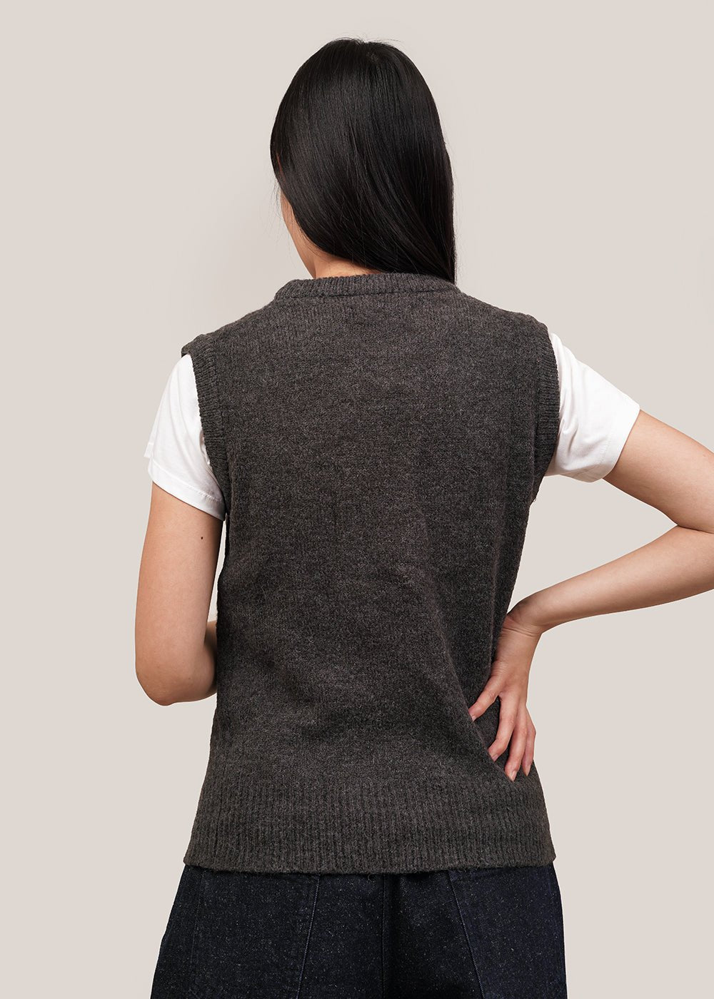 Charcoal Crew Neck Vest