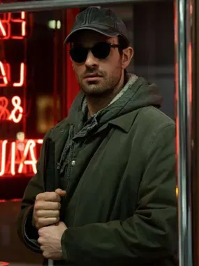 Charlie Cox Daredevil Green Hooded Coat - New American Jackets