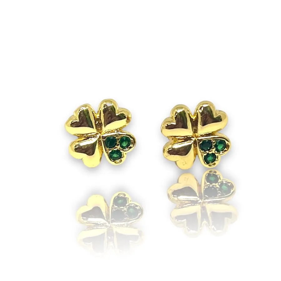 Clover heart studs earrings gold-filled earrings