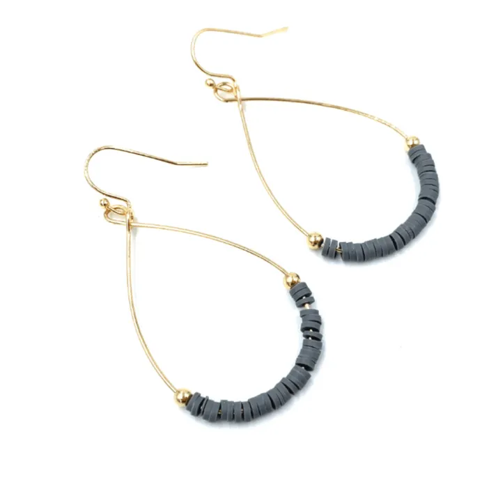 Coastal earring in gold filled + dark stone gray