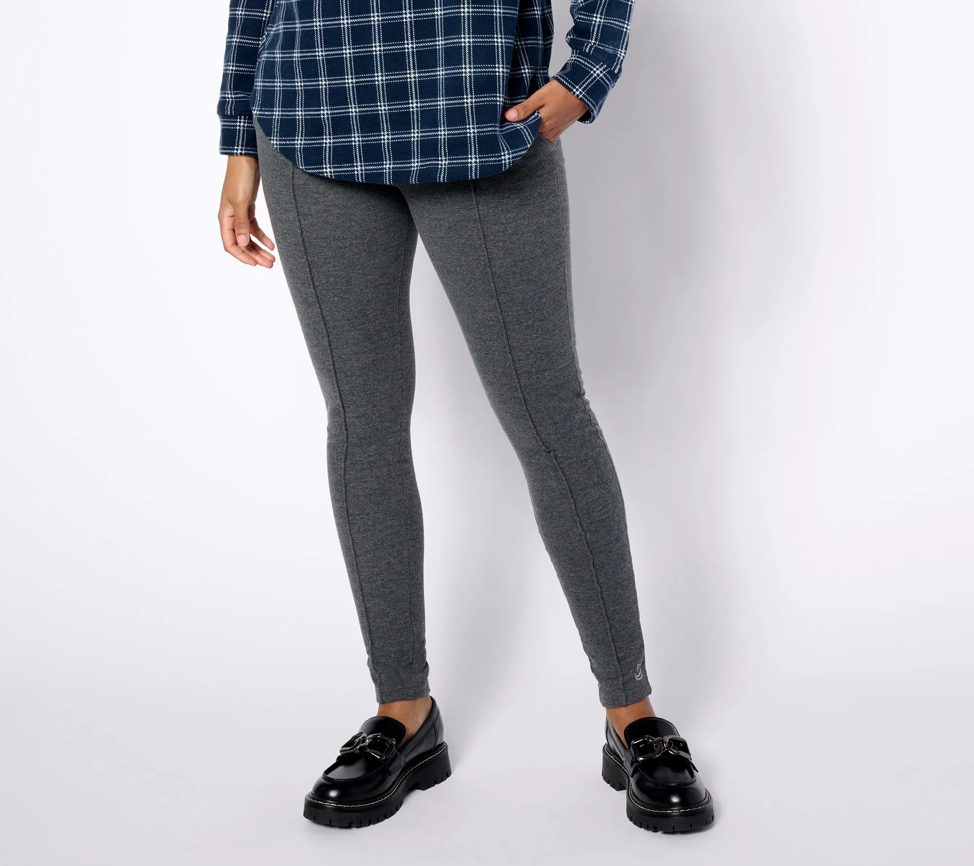 Cuddl Duds Flannel Fleece Leggings with Seam Detail