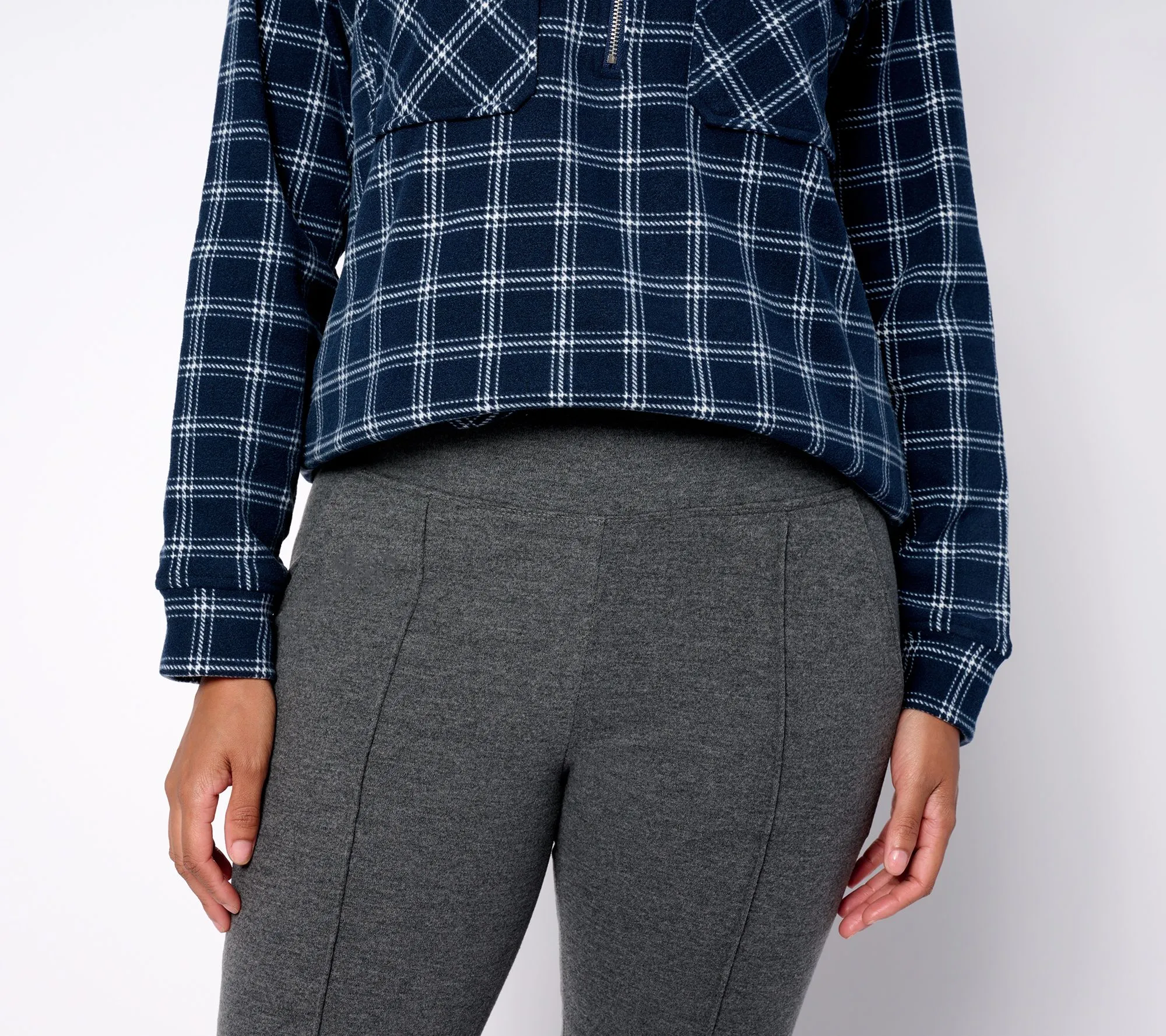 Cuddl Duds Flannel Fleece Leggings with Seam Detail