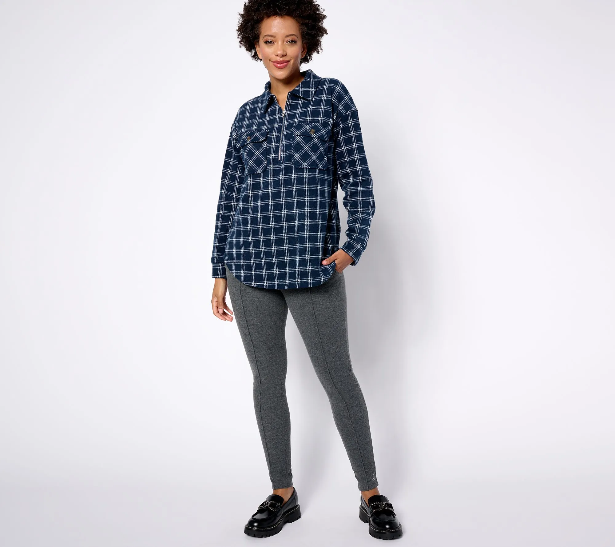 Cuddl Duds Flannel Fleece Leggings with Seam Detail