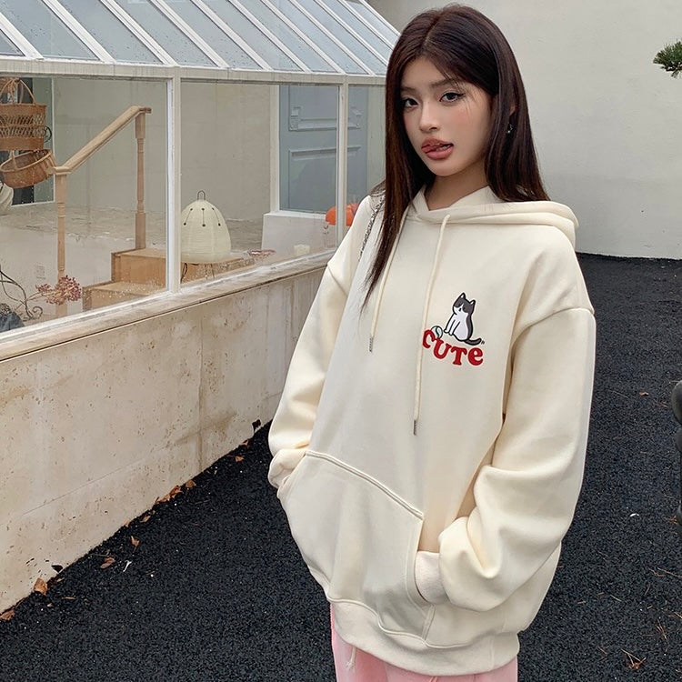 Cute Cat Cream Hoodie