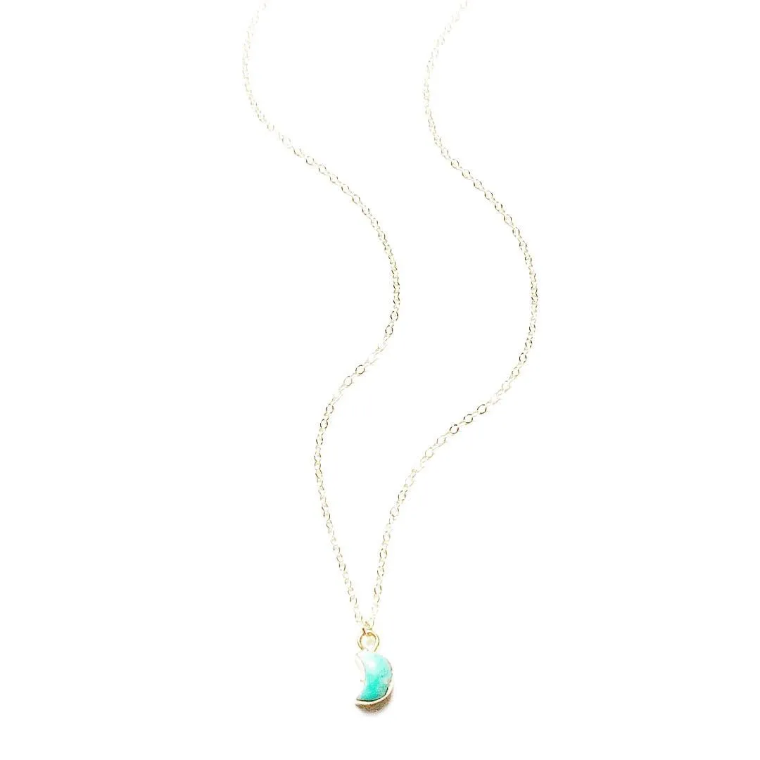 Dainty Turquoise Moon Necklace