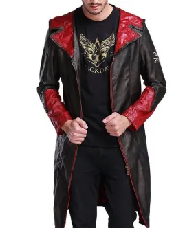 DMC Dante Black Leather Hooded Coat