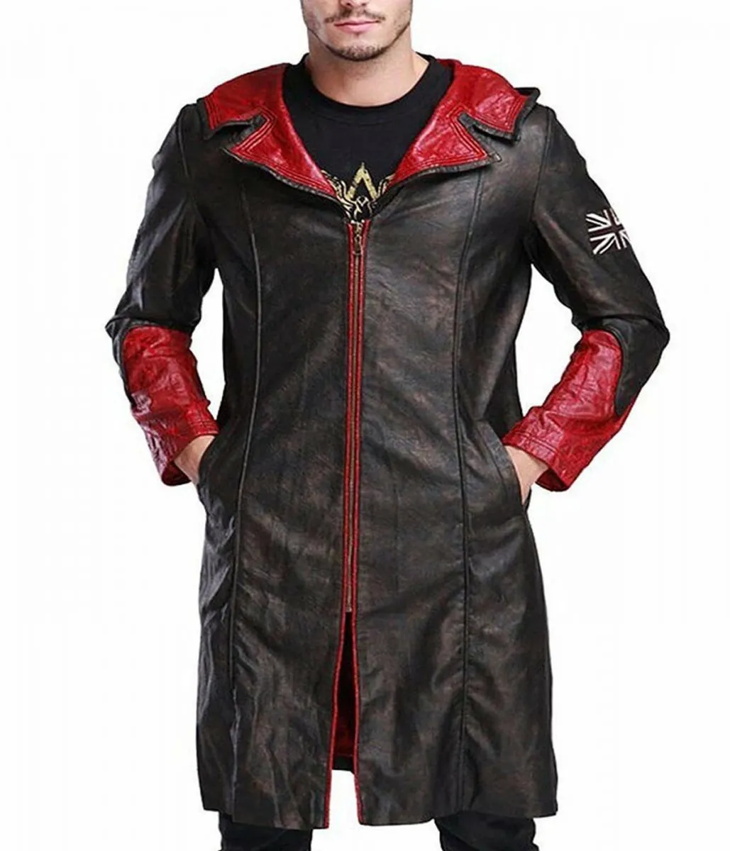 DMC Dante Black Leather Hooded Coat