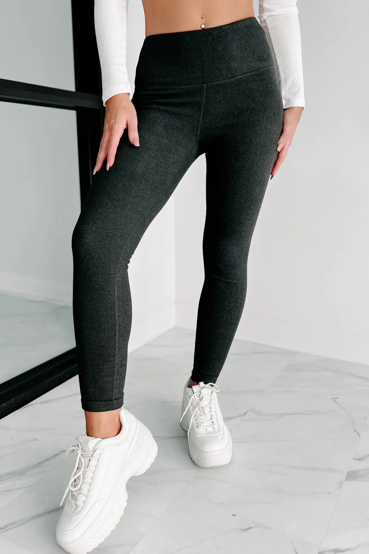 Doorbuster- Her Soft Side Brushed Fleece Leggings (Black)