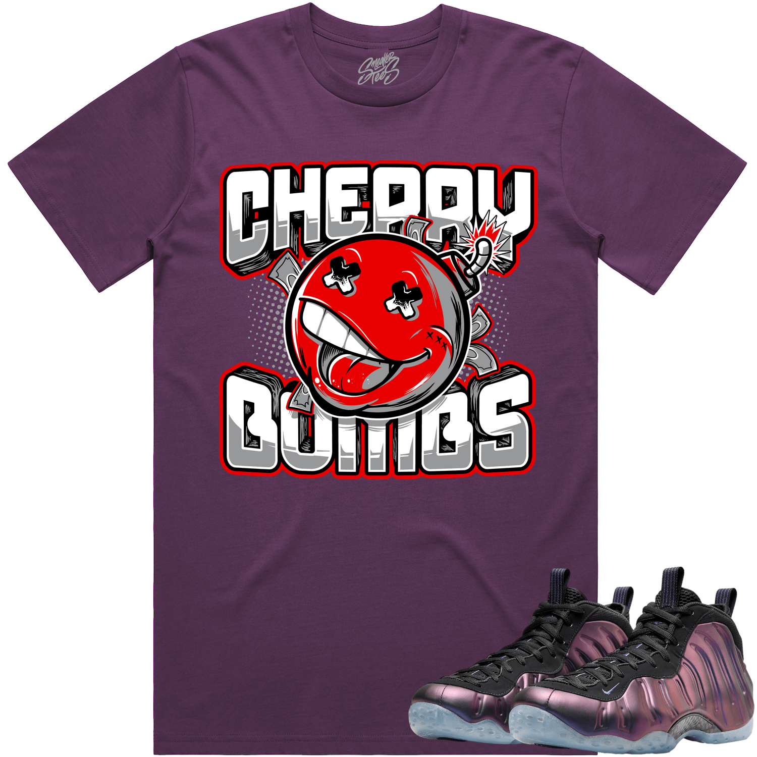 Eggplant Foamposites Shirt to Match - RED CHERRY BOMBS