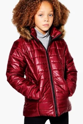 Girls Padded Faux Fur Hooded Coat