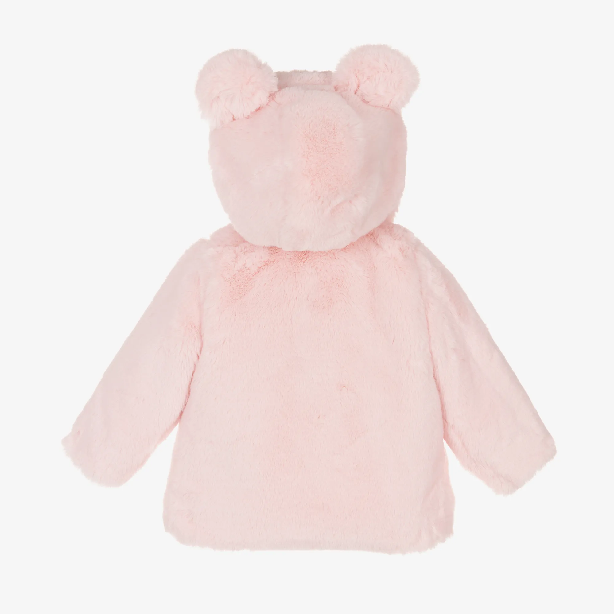 Girls Pink Faux Fur Hooded Coat