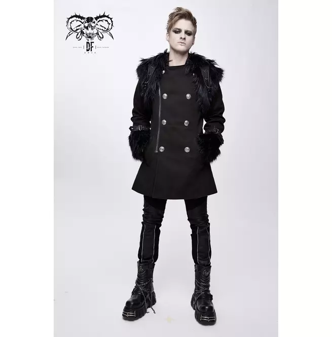 Gothic Women's Stealthy Black Double-breasted Hooded Coat