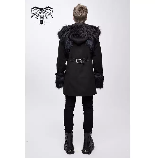 Gothic Women's Stealthy Black Double-breasted Hooded Coat