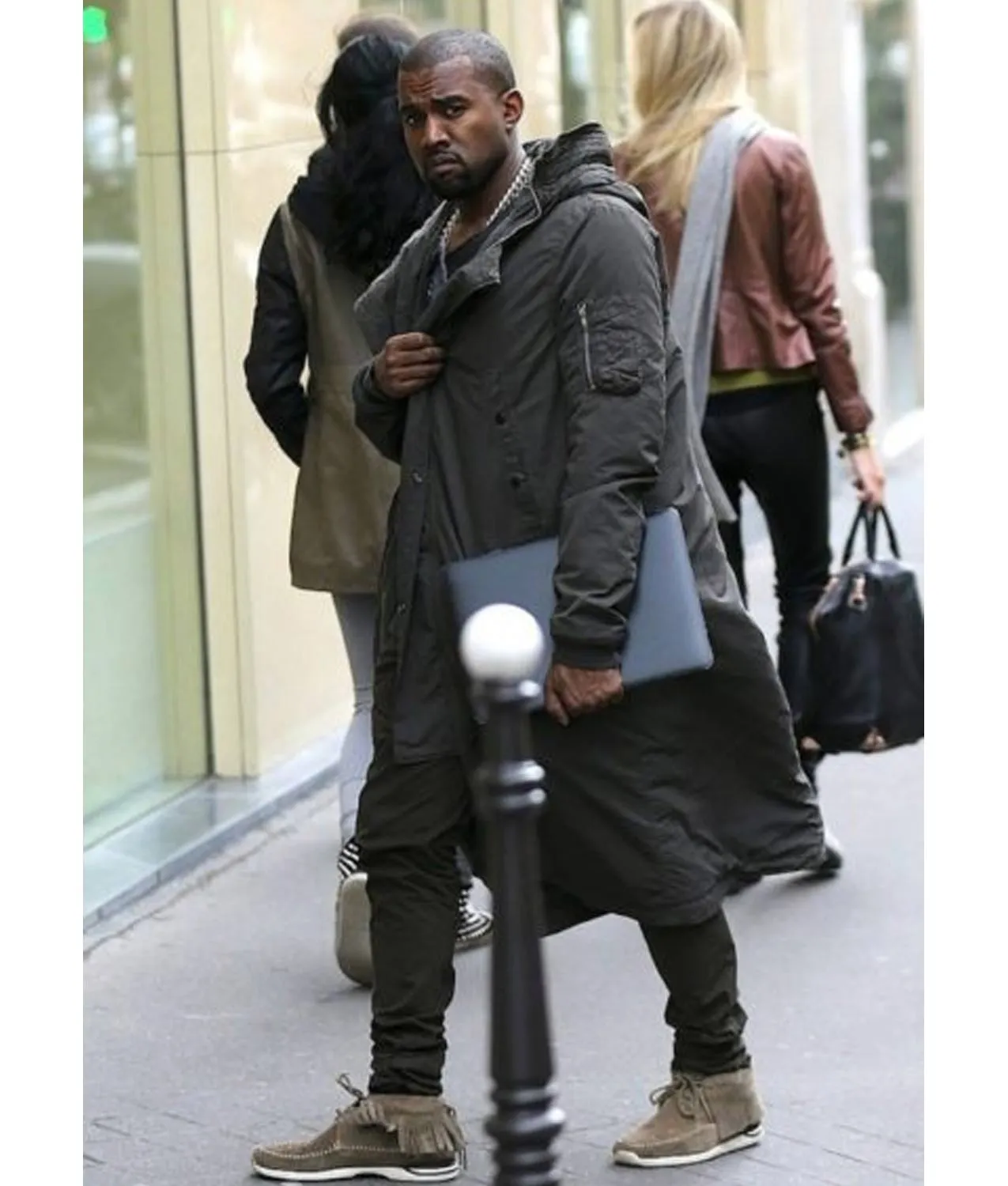 Grey Long Kanye West Hooded Coat | Abbraci