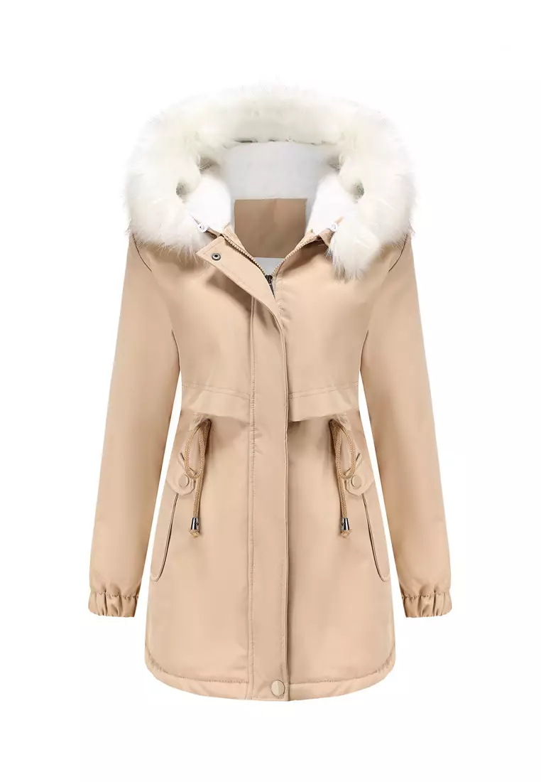 HAPPY FRIDAYS Detachable Faux Fur Collar Hooded Coat AD82031