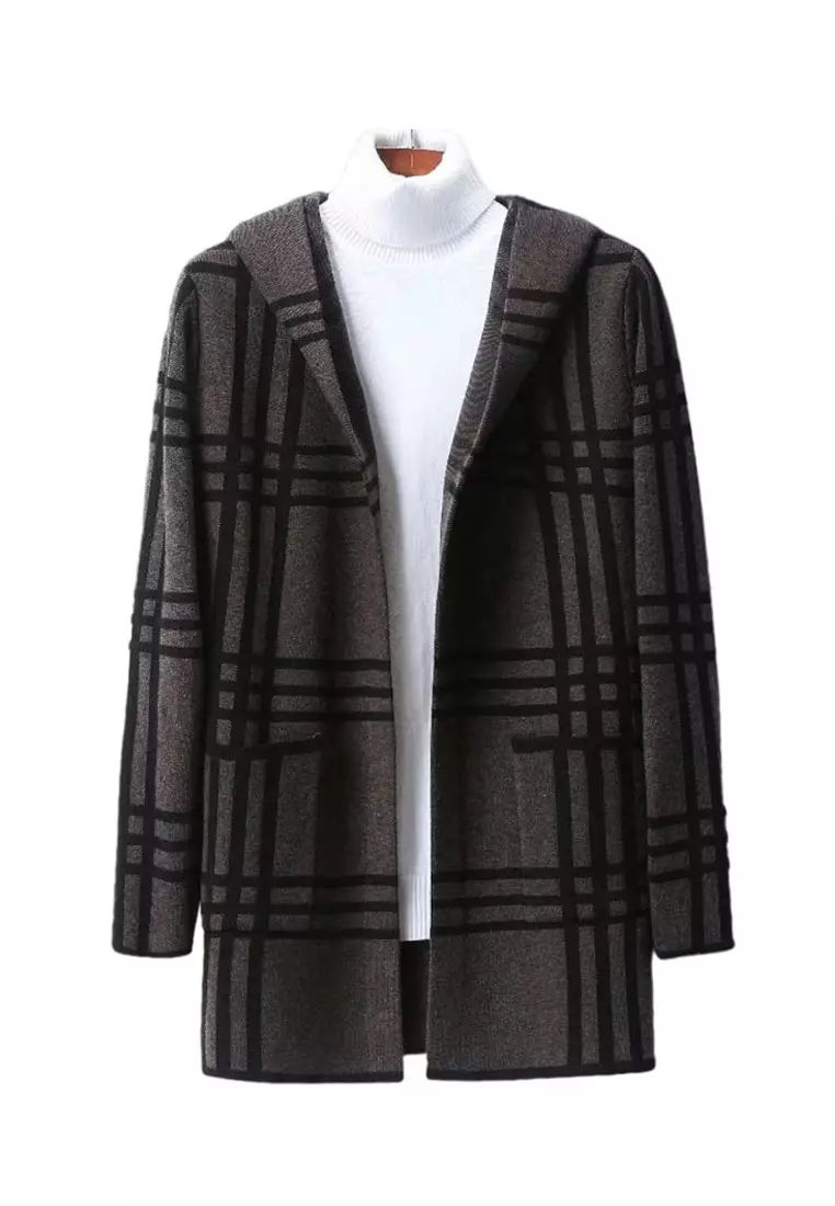 HAPPY FRIDAYS Slim Stripe Hooded Coat KP-M2005