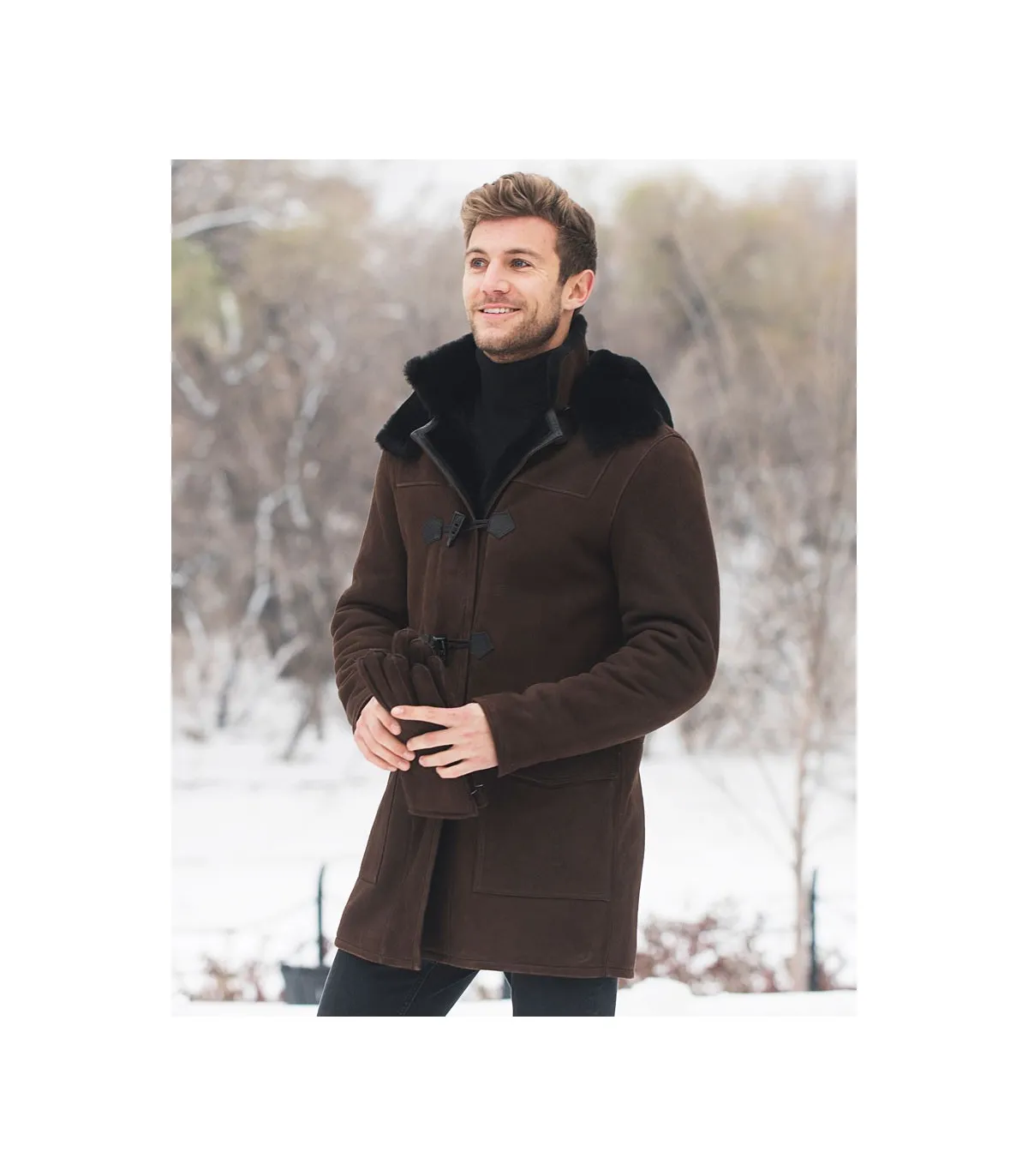 Harold Shearling Sheepskin Hooded Coat for Men: Furhatworld.com