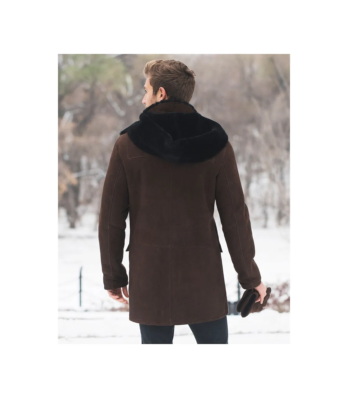 Harold Shearling Sheepskin Hooded Coat for Men: Furhatworld.com