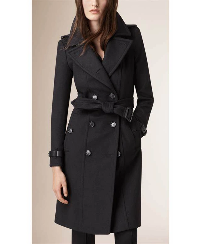 Helen Black Cropped Women Casual Trench Coat jacket - William Jacket