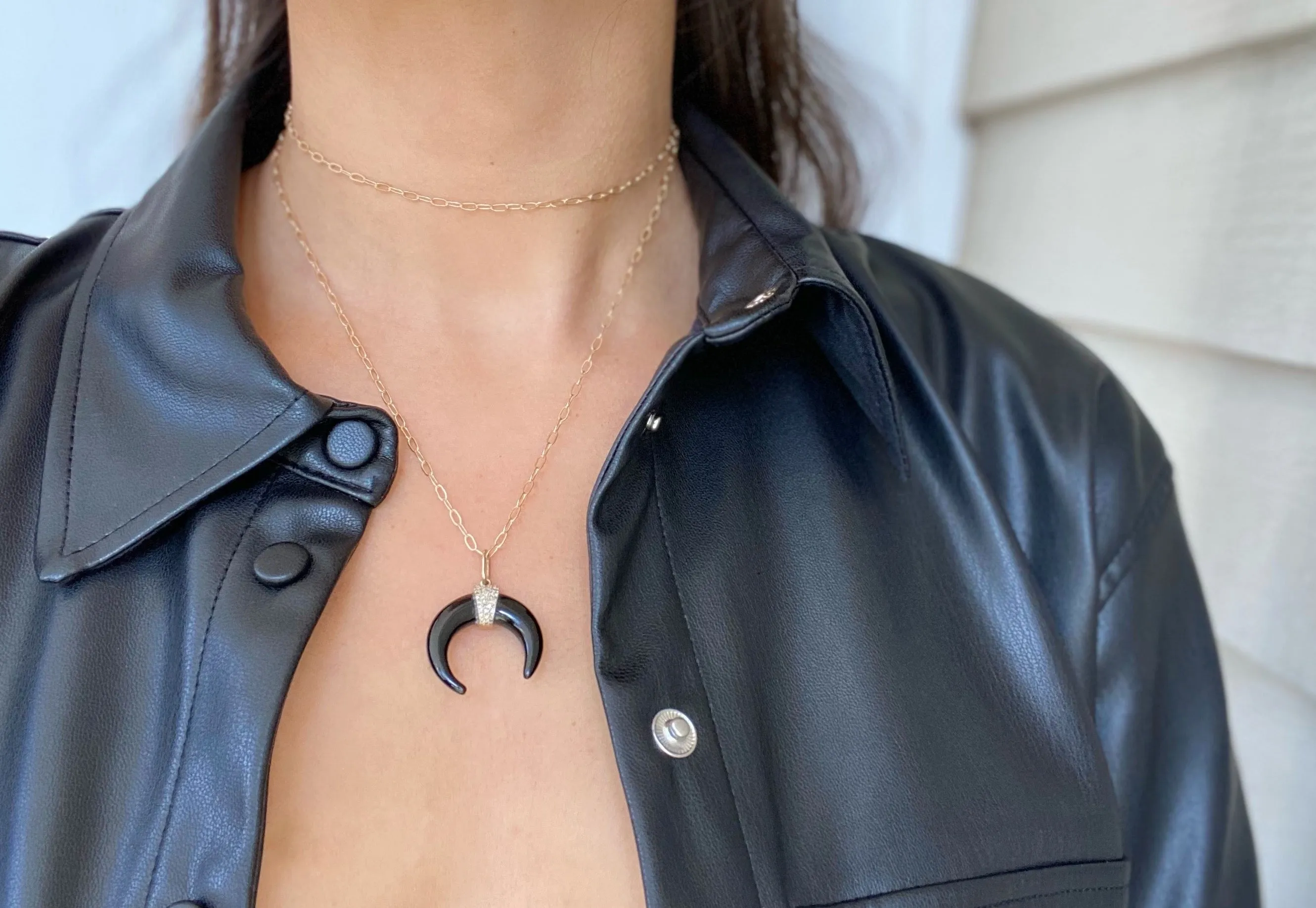 ISABELLA DOUBLE CRESCENT PENDANT NECKLACE