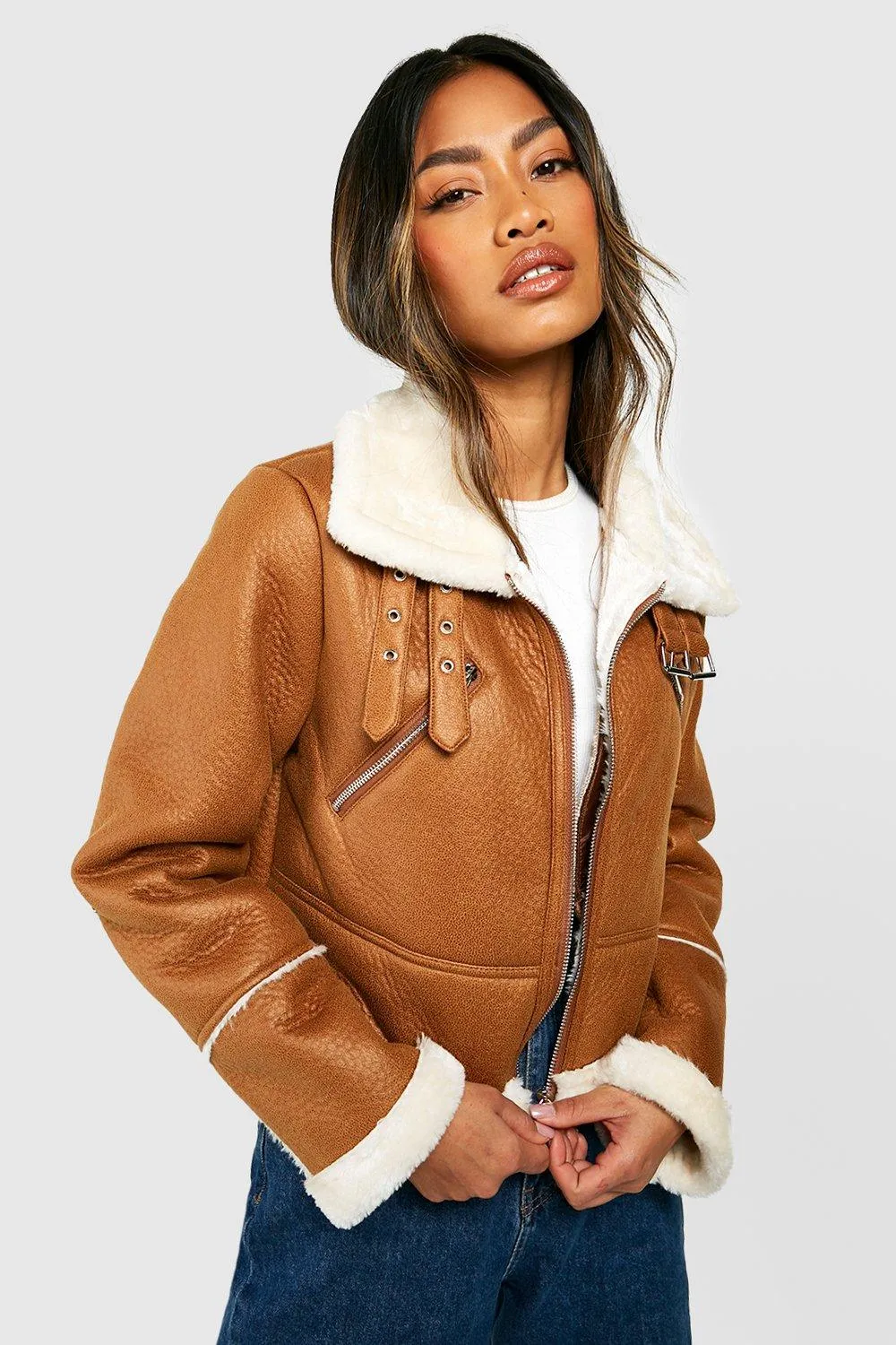 Jackets & Coats | Cropped Aviator Jacket | boohoo