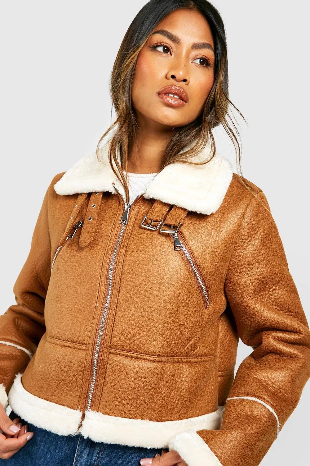 Jackets & Coats | Cropped Aviator Jacket | boohoo