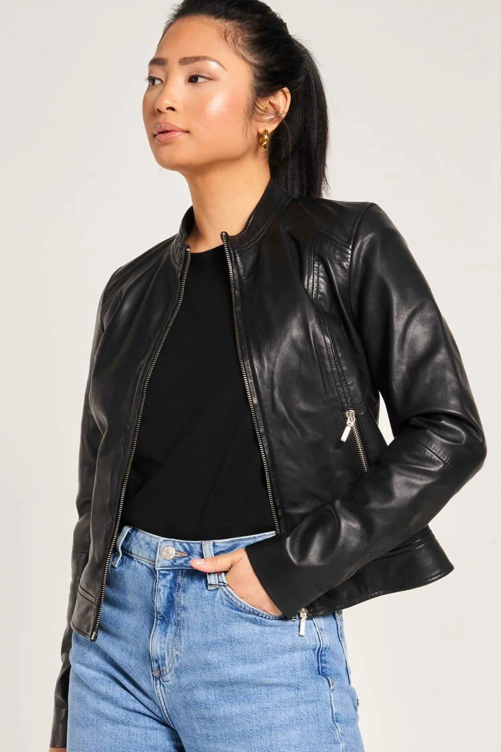 Jackets & Coats | Leather Racer Jacket | Barneys Originals